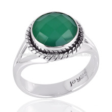 Plata esterlina 925 y joyería del anillo del Onyx del verde fijada Joyería hecha a mano del anillo de la piedra preciosa